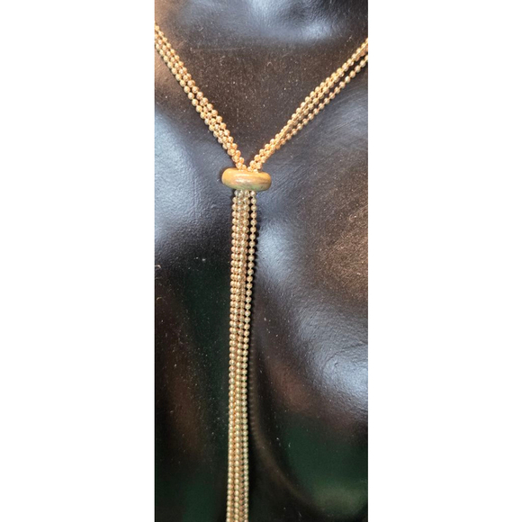 Necklace 925 sterling 3 strands lariat style pre-owned light gold - Picture 3 of 10
